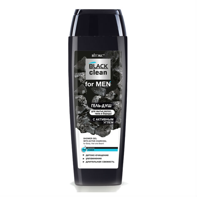 Belita Black Clean sprchov gl pre muov s aktvnym uhlm pre telo a tvr, 400 ml