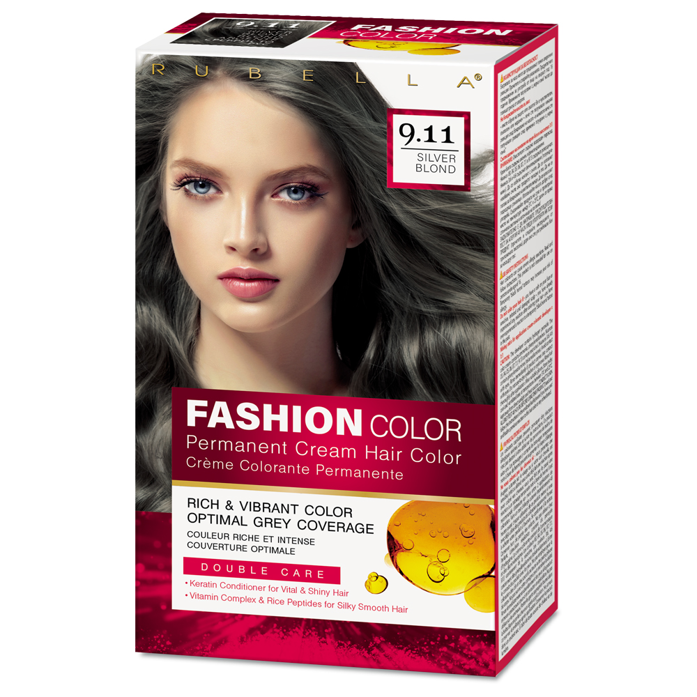 9.11 RUBELLA FASHION COLOR Dlho trvajca Farba na vlasy STRIEBORN BLOND 50/50/15ml